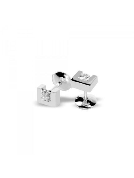 Paire Boucles TOM G Moderne Or Blanc Diamant 0,4 carat