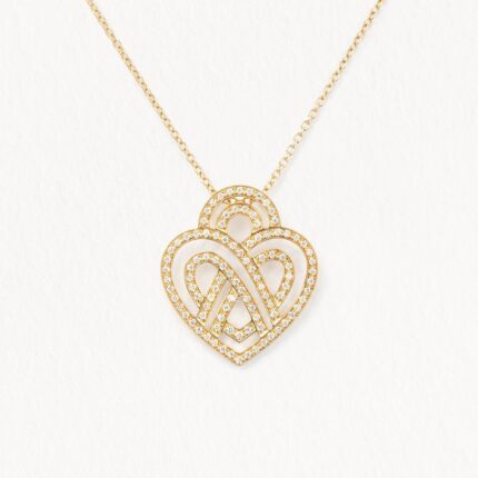 Collier Poiray Coeur Entrelacé Moyen Modèle Or Jaune Et Diamants