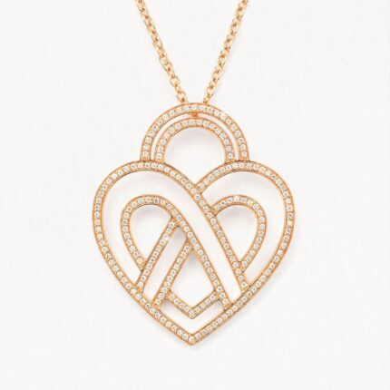 Collier Poiray Coeur Entrelacé Très Grand Modèle Or Rose Et Diamant