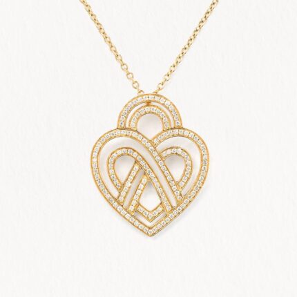 Collier Poiray Coeur Entrelacé Grand Modèle Or Jaune Et Diamants