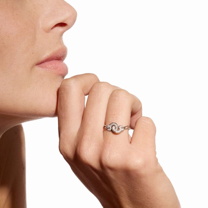 Bague Dinh Van Menottes Chaîne Diamants Or Blanc