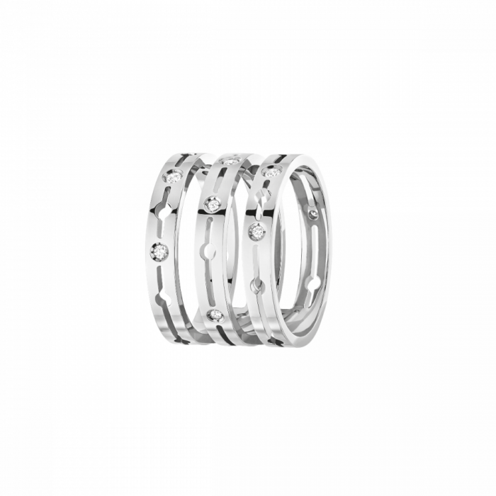 Bague Dinh Van Pulse 3 Rangs Diamants et Or Blanc