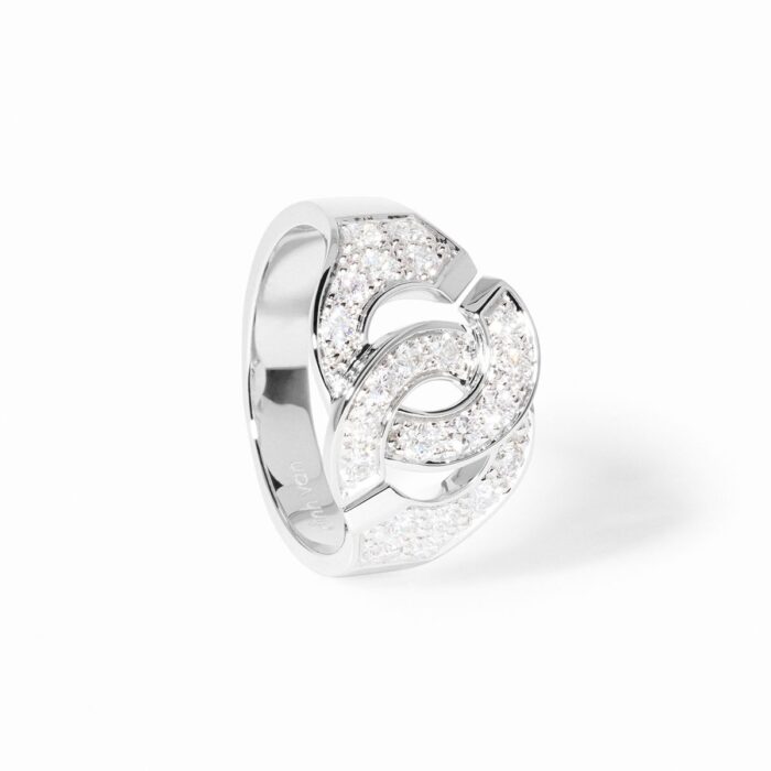 Bague Menottes Dinh Van Moyen Modèle Diamants Or Blanc