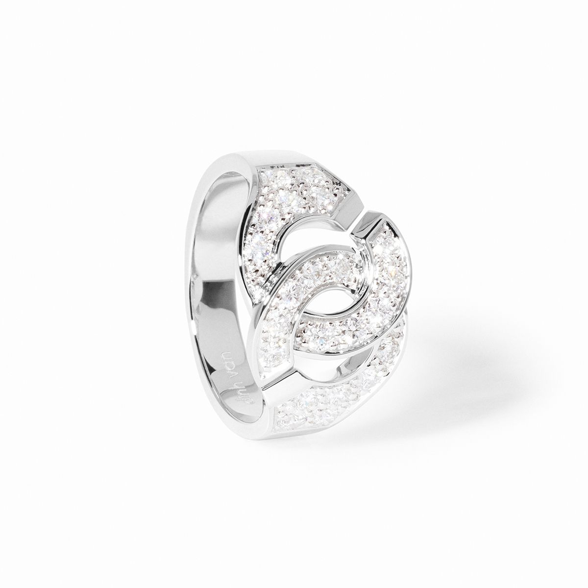 Bague Menottes Dinh Van Moyen Modèle Diamants Or Blanc