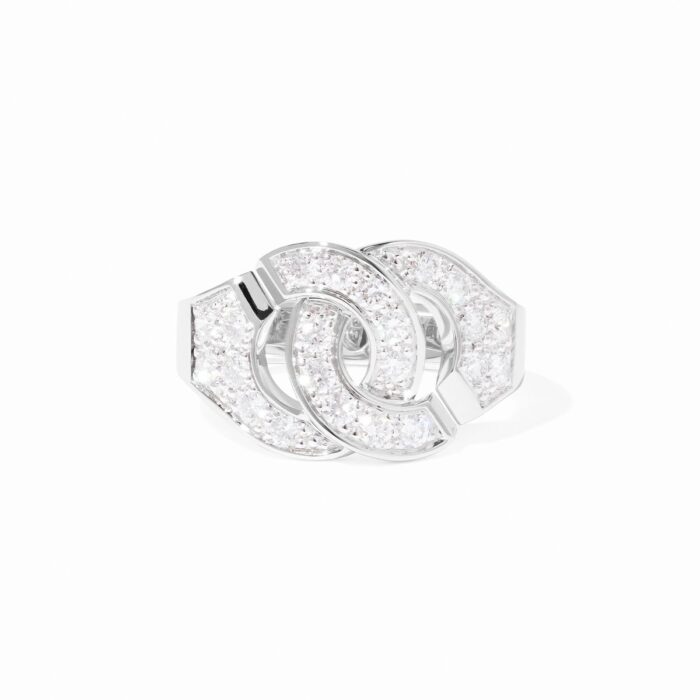 Bague Menottes Dinh Van Moyen Modèle Diamants Or Blanc