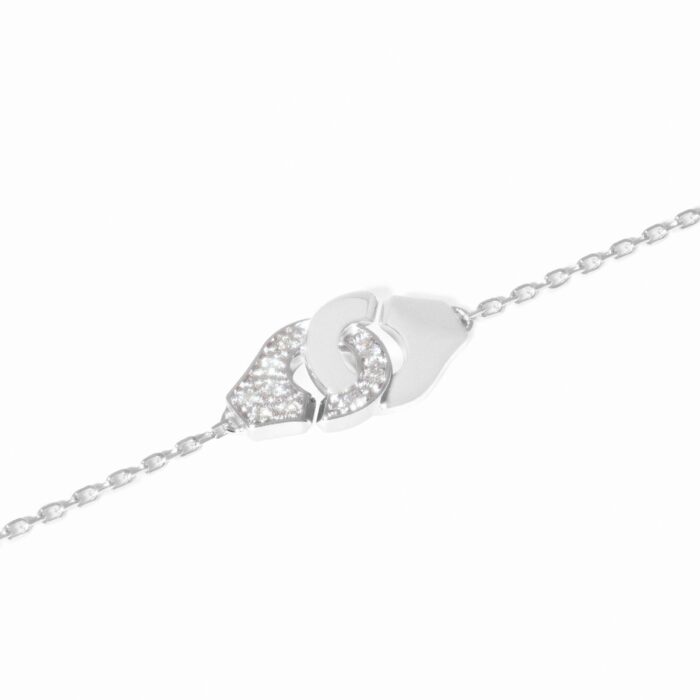 Bracelet Dinh Van Menottes sur Chaîne XS Diamants Or Blanc