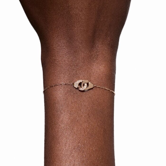 Bracelet Dinh Van Menottes sur Chaîne XS Diamants Or Rose