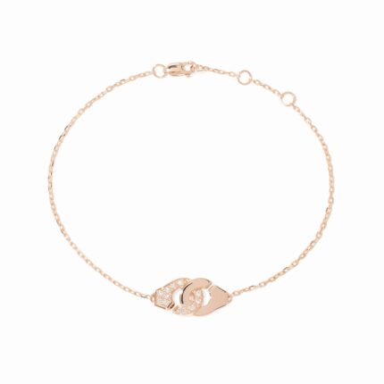 Bracelet Dinh Van Menottes sur Chaîne XS Diamants Or Rose