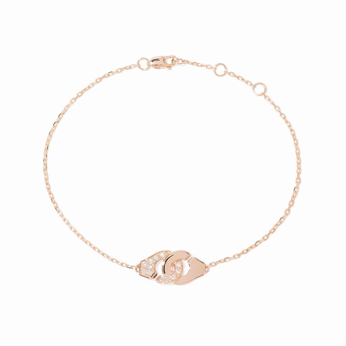 Bracelet Dinh Van Menottes sur Chaîne XS Diamants Or Rose
