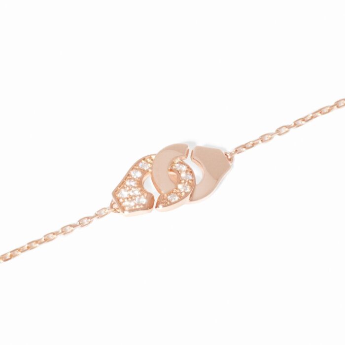 Bracelet Dinh Van Menottes sur Chaîne XS Diamants Or Rose