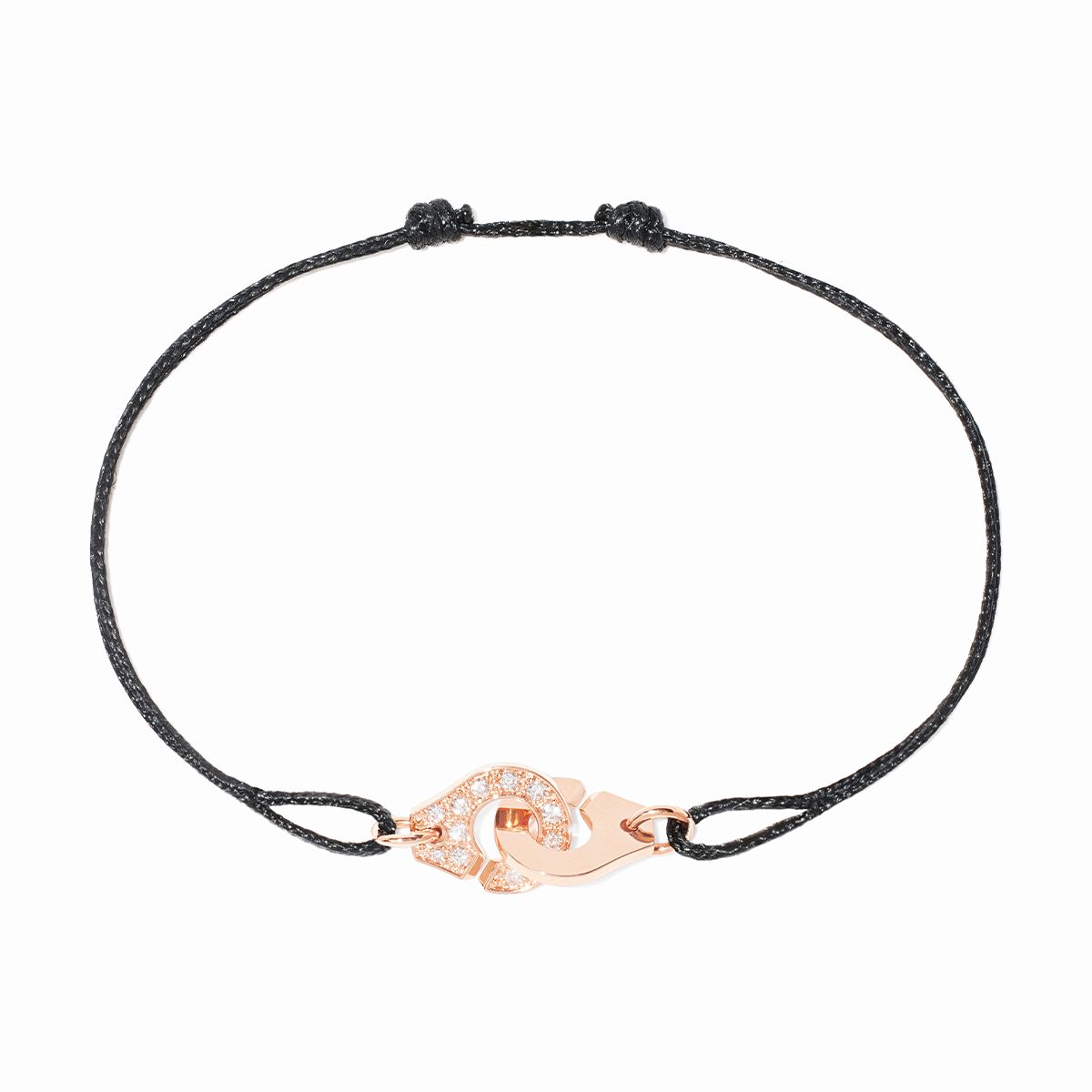 Bracelet Dinh Van Menottes sur Cordon XS Diamants Or Rose