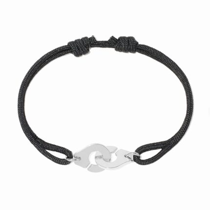 Bracelet Dinh Van Menottes sur Cordon Petit Modèle Or Blanc