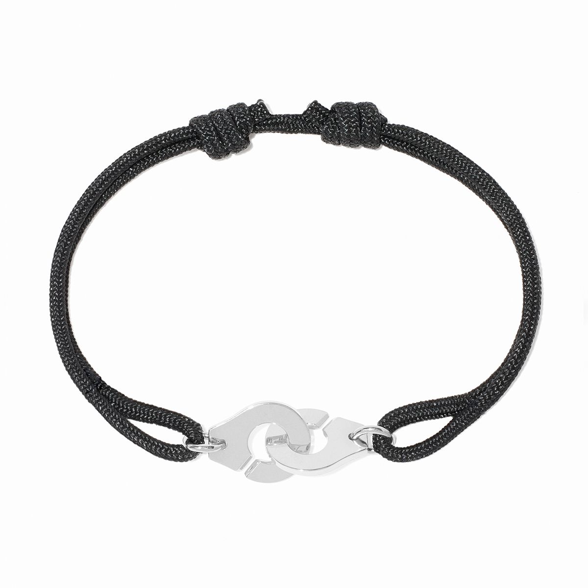Bracelet Dinh Van Menottes sur Cordon Petit Modèle Or Blanc