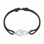Bracelet Dinh Van Menottes sur Cordon Moyen Modèle Or Blanc