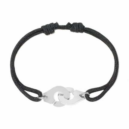Bracelet Dinh Van Menottes sur Cordon Moyen Modèle Or Blanc