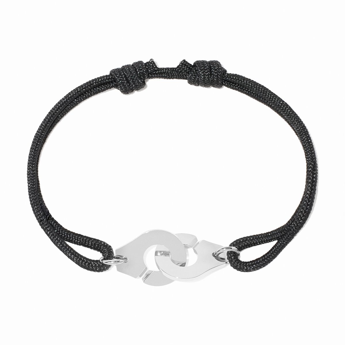 Bracelet Dinh Van Menottes sur Cordon Moyen Modèle Or Blanc