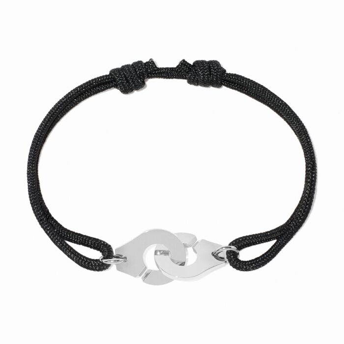 Bracelet Dinh Van Menottes sur Cordon Moyen Modèle Platine
