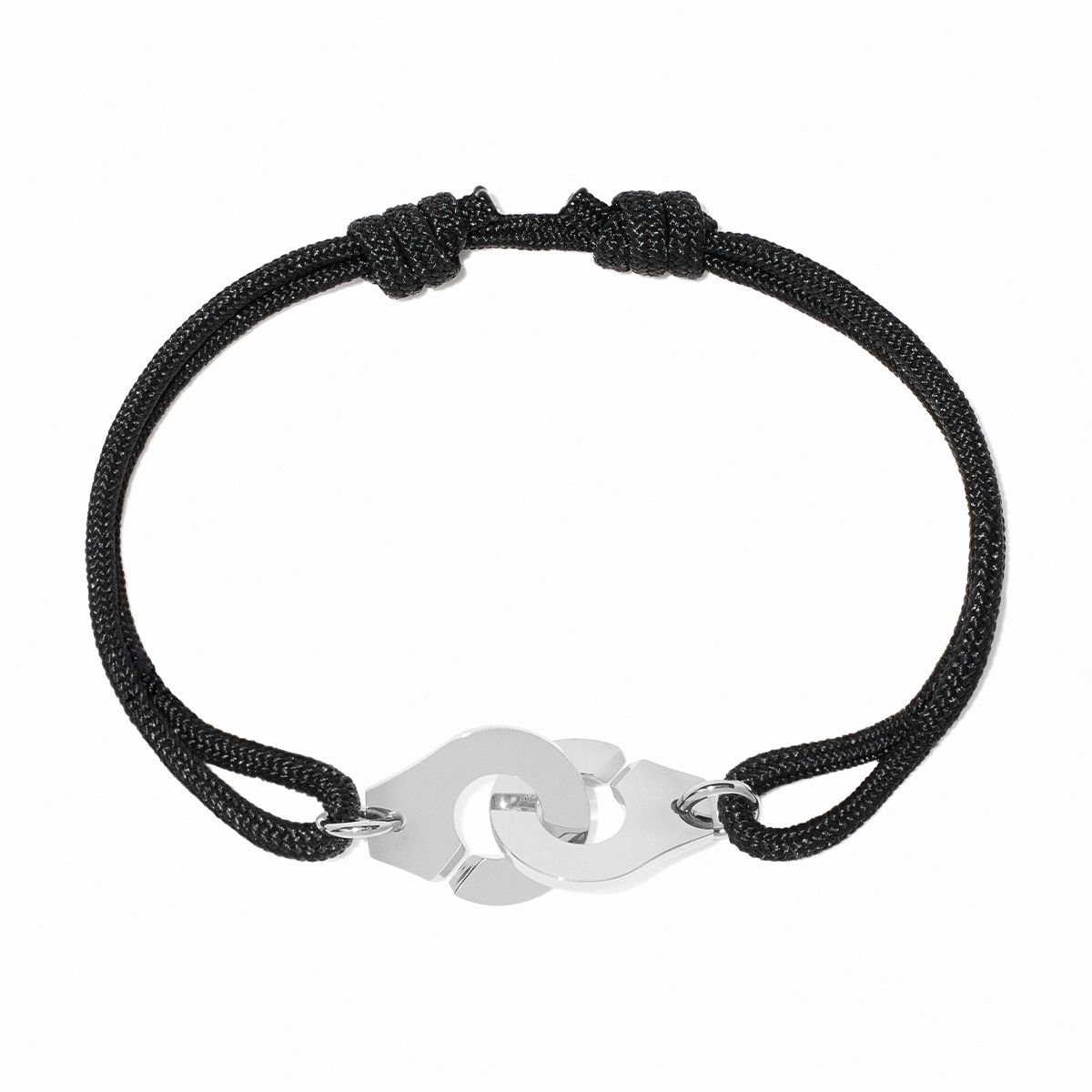 Bracelet Dinh Van Menottes sur Cordon Moyen Modèle Platine