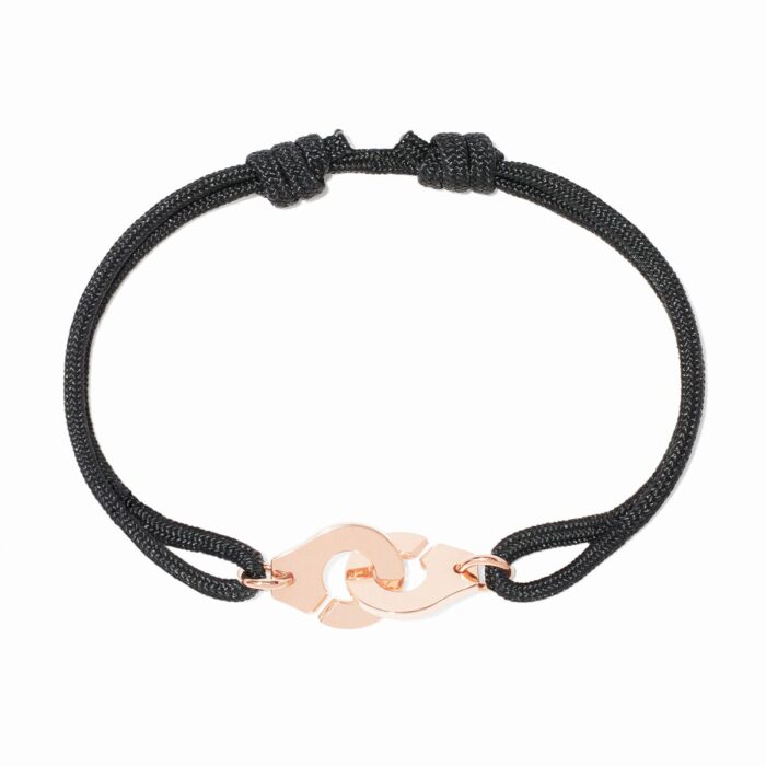 Bracelet Dinh Van Menottes sur Cordon Petit Modèle Or Rose