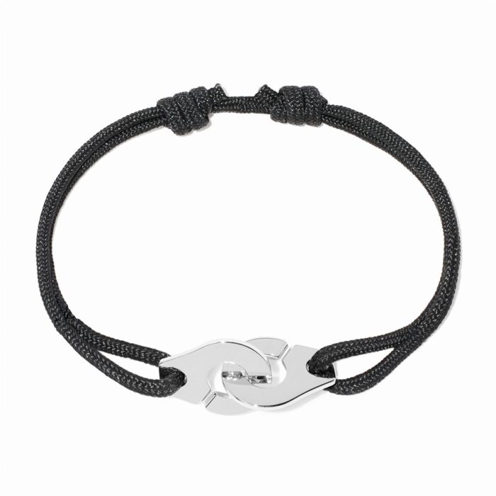 Bracelet Dinh Van Menottes sur Cordon Moyen Modèle Argent