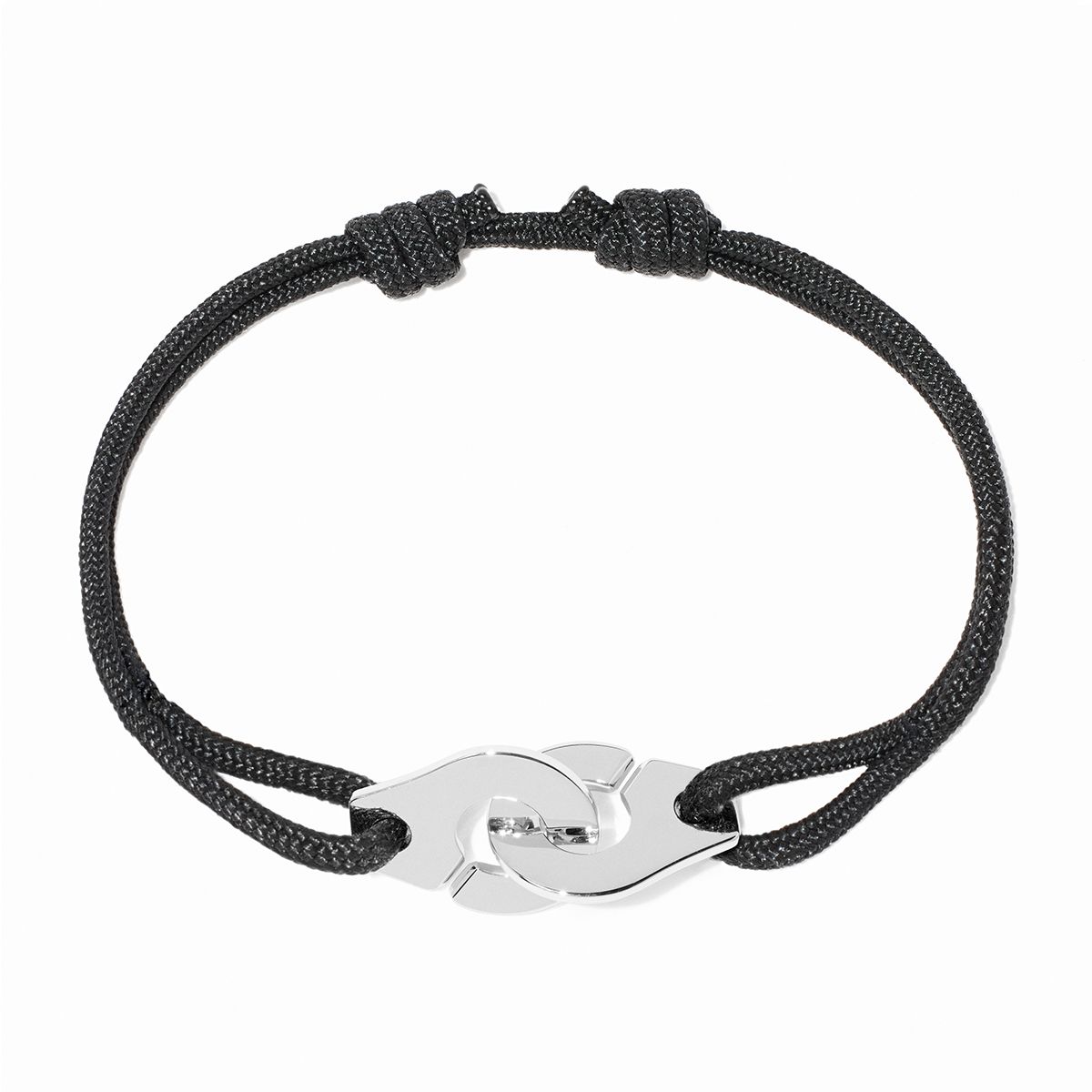 Bracelet Dinh Van Menottes sur Cordon Moyen Modèle Argent