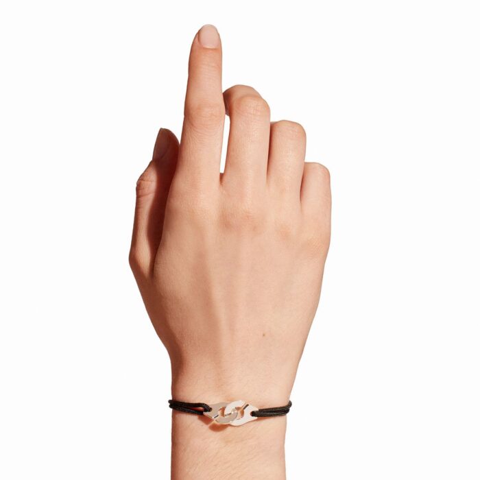 Bracelet Dinh Van Menottes sur Cordon Moyen Modèle Argent