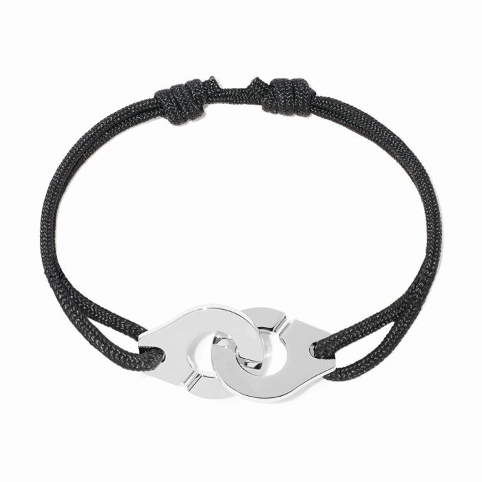 Bracelet Dinh Van Menottes sur Cordon Très Grand Modèle Argent