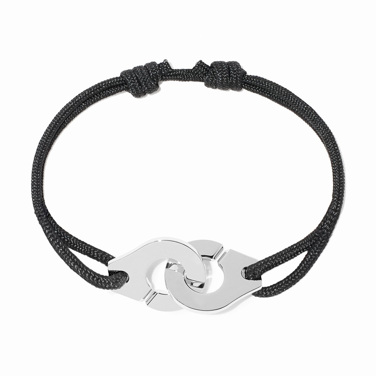 Bracelet Dinh Van Menottes sur Cordon Très Grand Modèle Argent