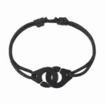Bracelet Dinh Van Menottes sur Cordon Très Grand Modèle Titane Noir