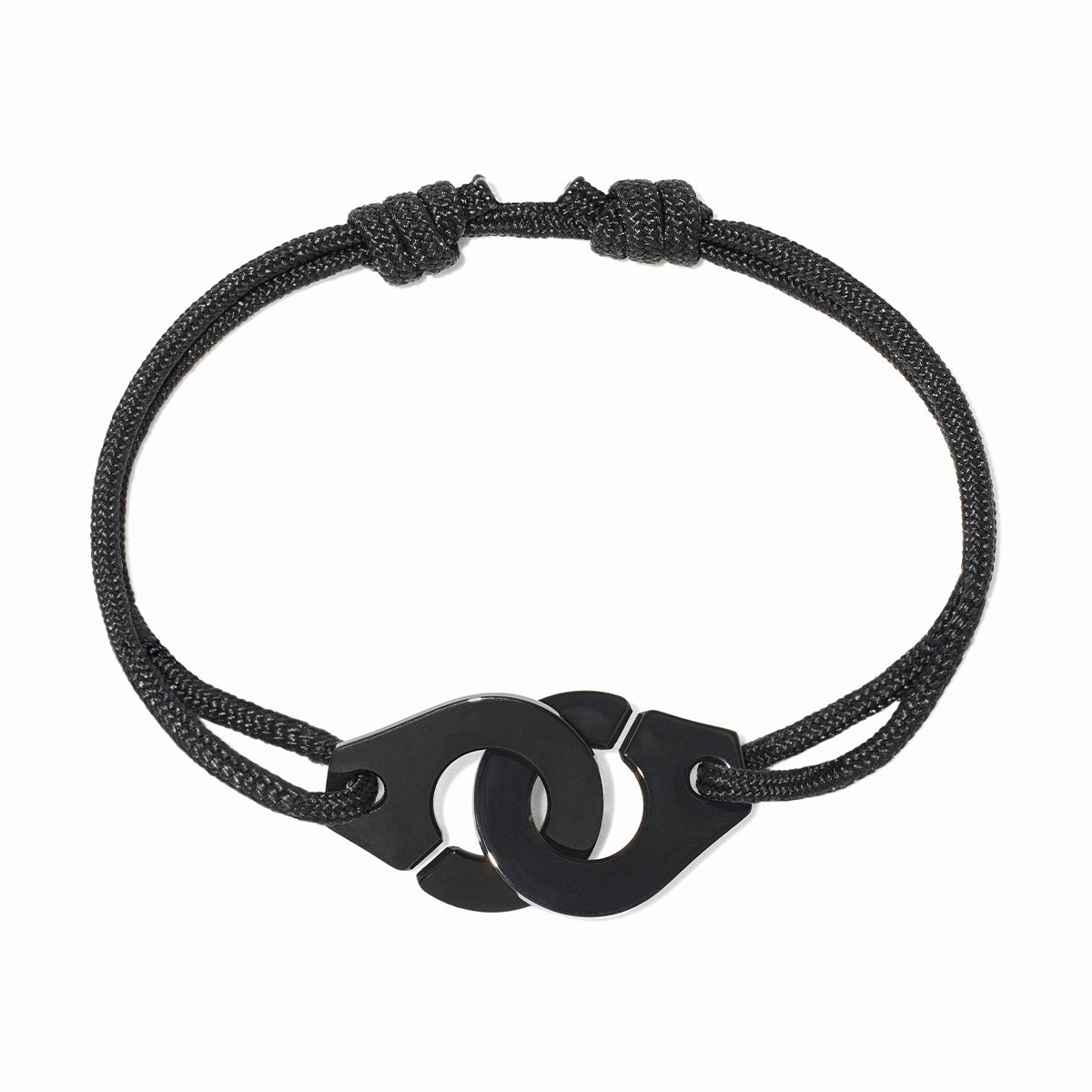 Bracelet Dinh Van Menottes sur Cordon Très Grand Modèle Titane Noir