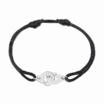 Bracelet Dinh Van Menottes sur Cordon Petit Modèle Diamants Or Blanc