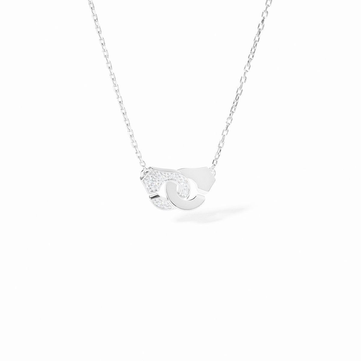 Collier Dinh Van Menottes sur Chaîne XS Diamants Or Blanc
