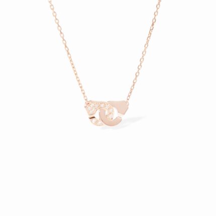 Collier Menottes Dinh Van sur Chaîne XS Diamants Or Rose