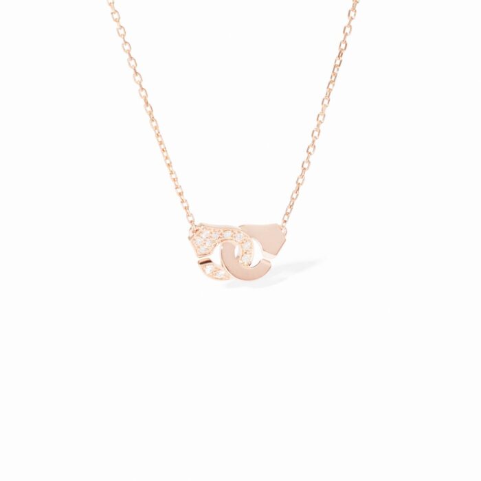 Collier Menottes Dinh Van sur Chaîne XS Diamants Or Rose
