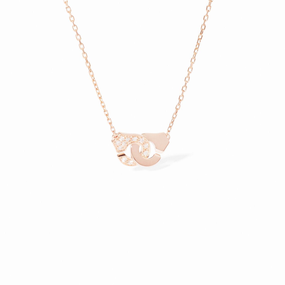 Collier Menottes Dinh Van sur Chaîne XS Diamants Or Rose