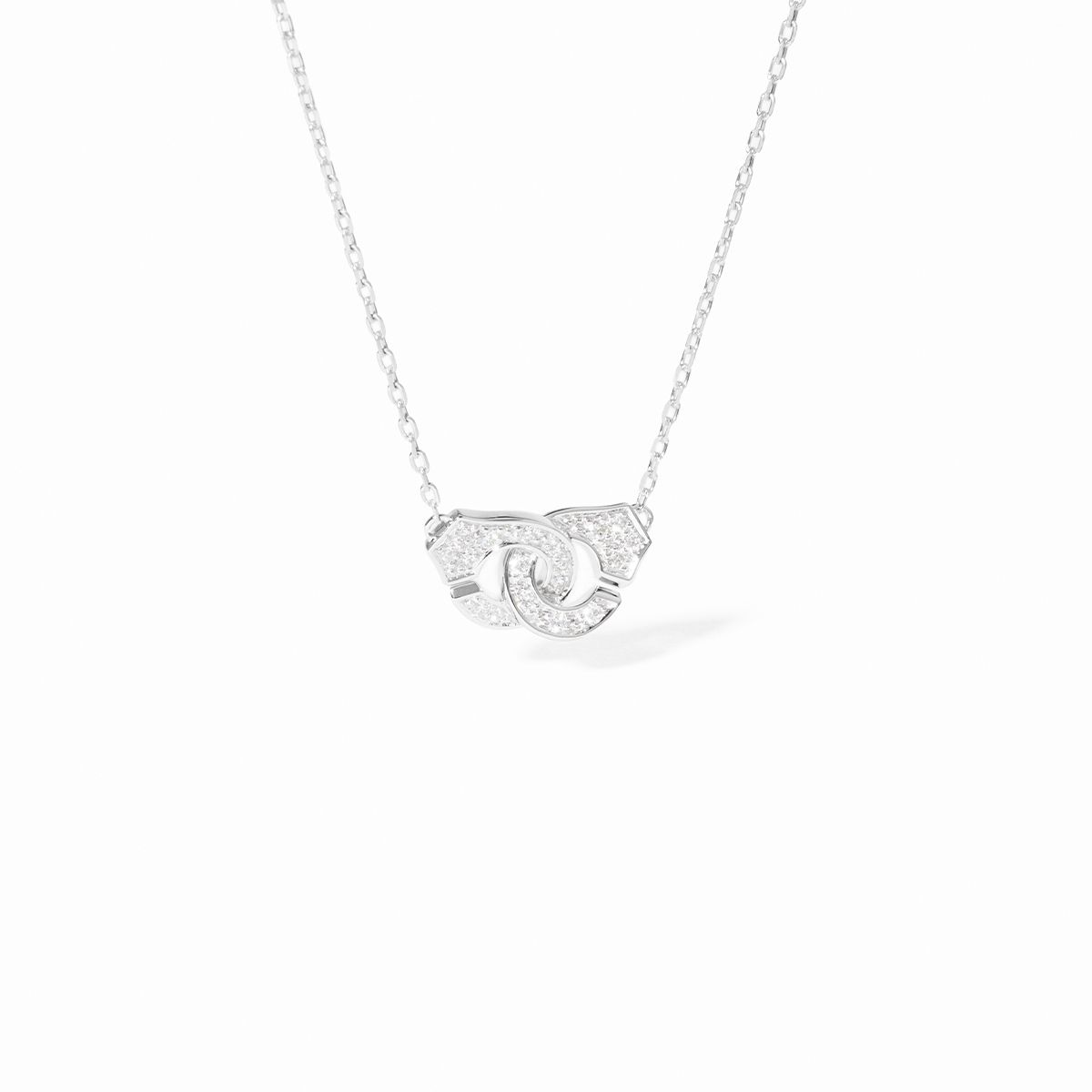 Collier Dinh Van Menottes sur Chaîne XS Diamants Or Blanc