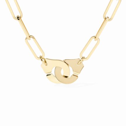 Collier Dinh Van Menottes sur Chaîne Très Grand Modèle Or Jaune