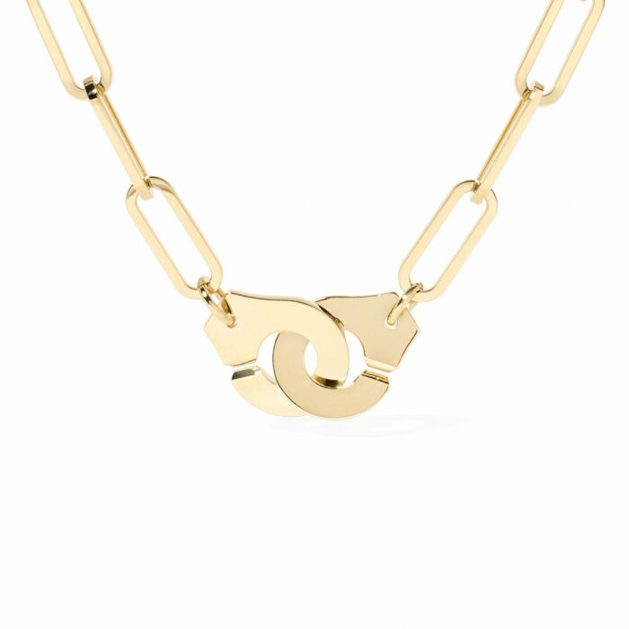 Collier Dinh Van Menottes sur Chaîne Très Grand Modèle Or Jaune