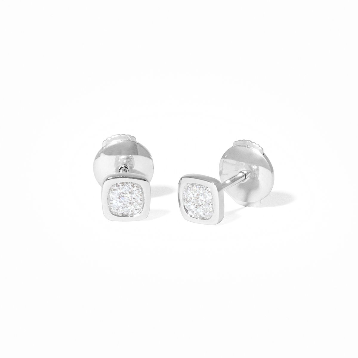 Puces d'Oreilles Dinh Van Impression Domino Or Blanc & Diamants