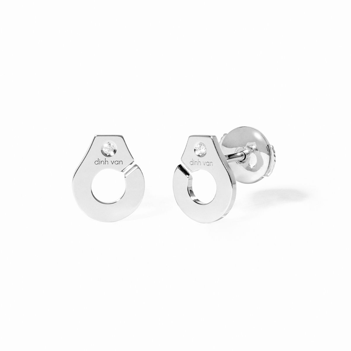 Puces D'oreilles Dinh Van Menottes Diamants Or Blanc