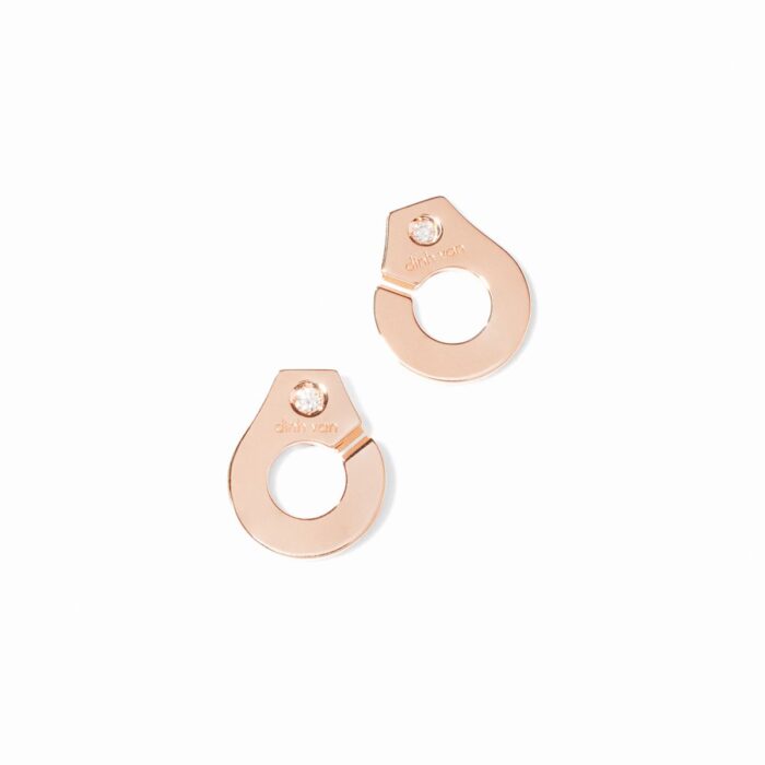 Puces D'oreilles Dinh Van Menottes Diamants Or Rose