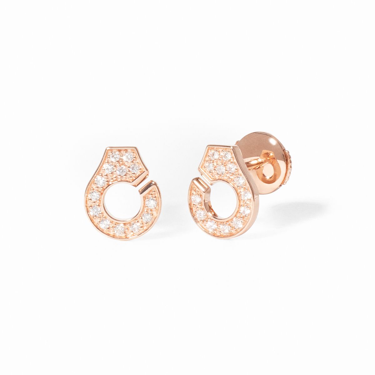 Puces d'Oreilles Menottes Dinh Van Diamants Or Rose