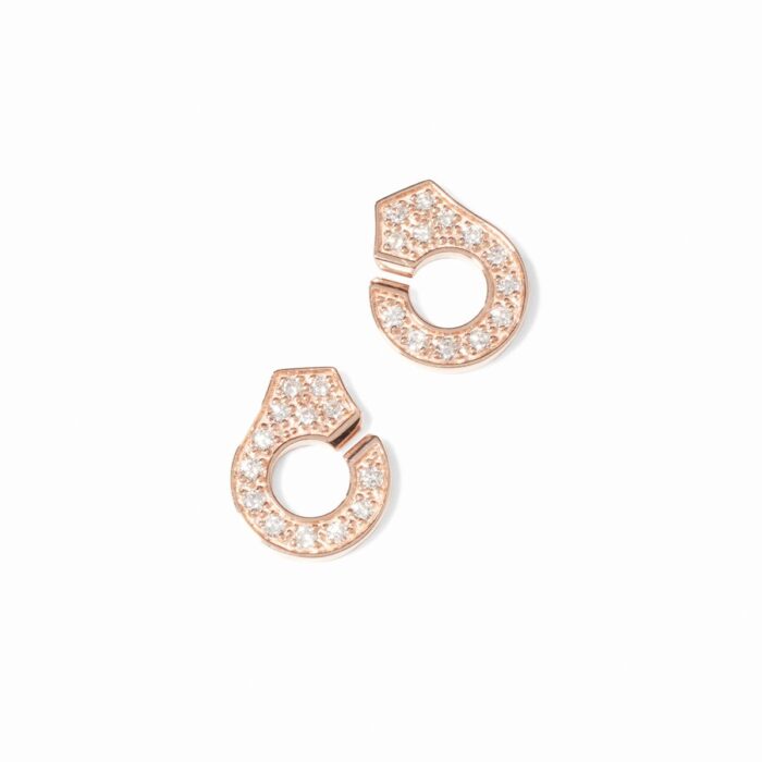 Puces d'Oreilles Menottes Dinh Van Diamants Or Rose