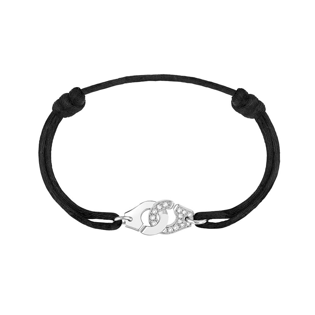 Bracelet sur cordon noir - Or blanc - Diamant - Royale - Arthus