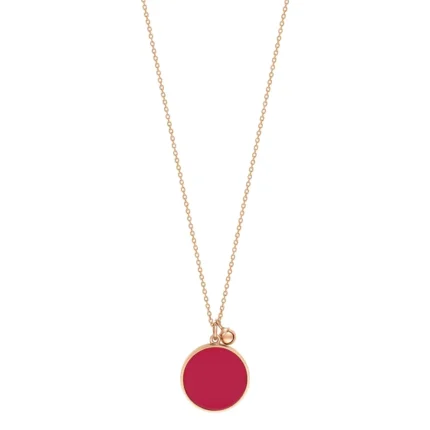 Necklace Ginette NY Maria Coral Disc On Chain