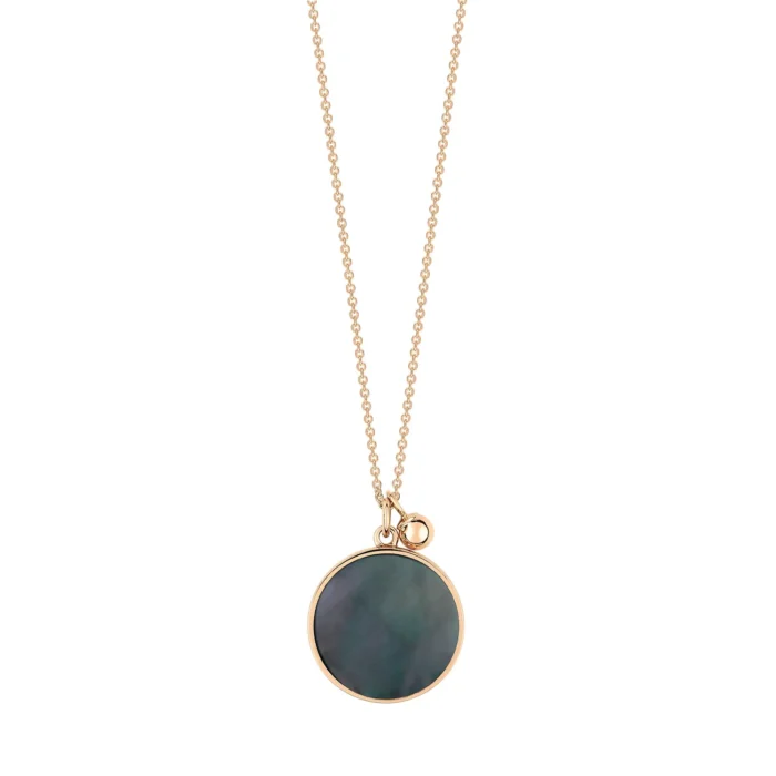 Necklace Ginette NY Ever  Black Mop Disc On Chain