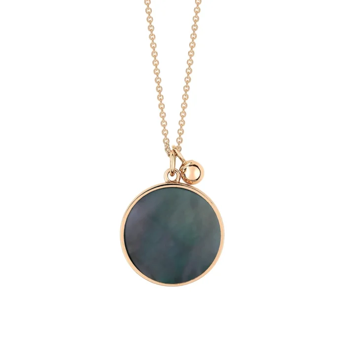 Necklace Ginette NY Ever  Black Mop Disc On Chain