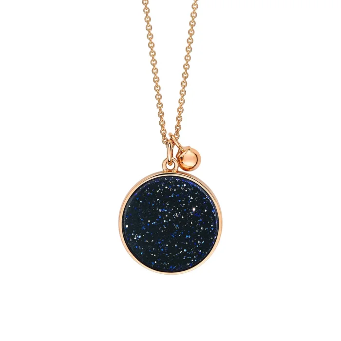 Collier Ginette NY Ever Blue Sand Stone Disc On Chain