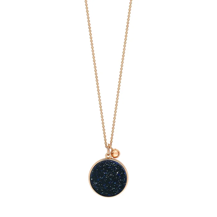 Collier Ginette NY Ever Blue Sand Stone Disc On Chain