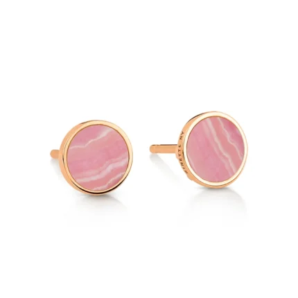 Earrings Ginette NY Ever Rhodochrosite Disc Studs